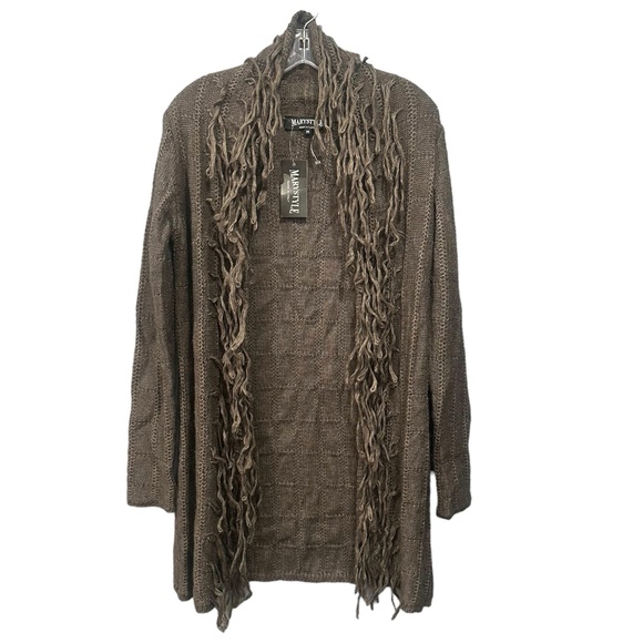 MARYSTYLE FRINGE LONG OPEN CARDIGAN - Picture 1 of 6